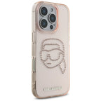 Karlas Lagerfeldas IML Kalnų krištolas Karl Head Case, skirtas iPhone 16 Pro Pink