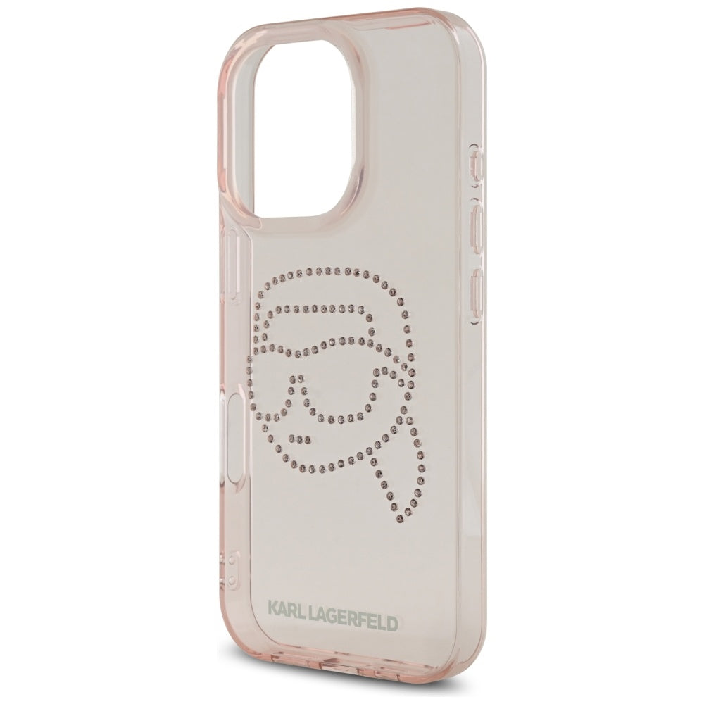 Karlas Lagerfeldas IML Kalnų krištolas Karl Head Case, skirtas iPhone 16 Pro Pink