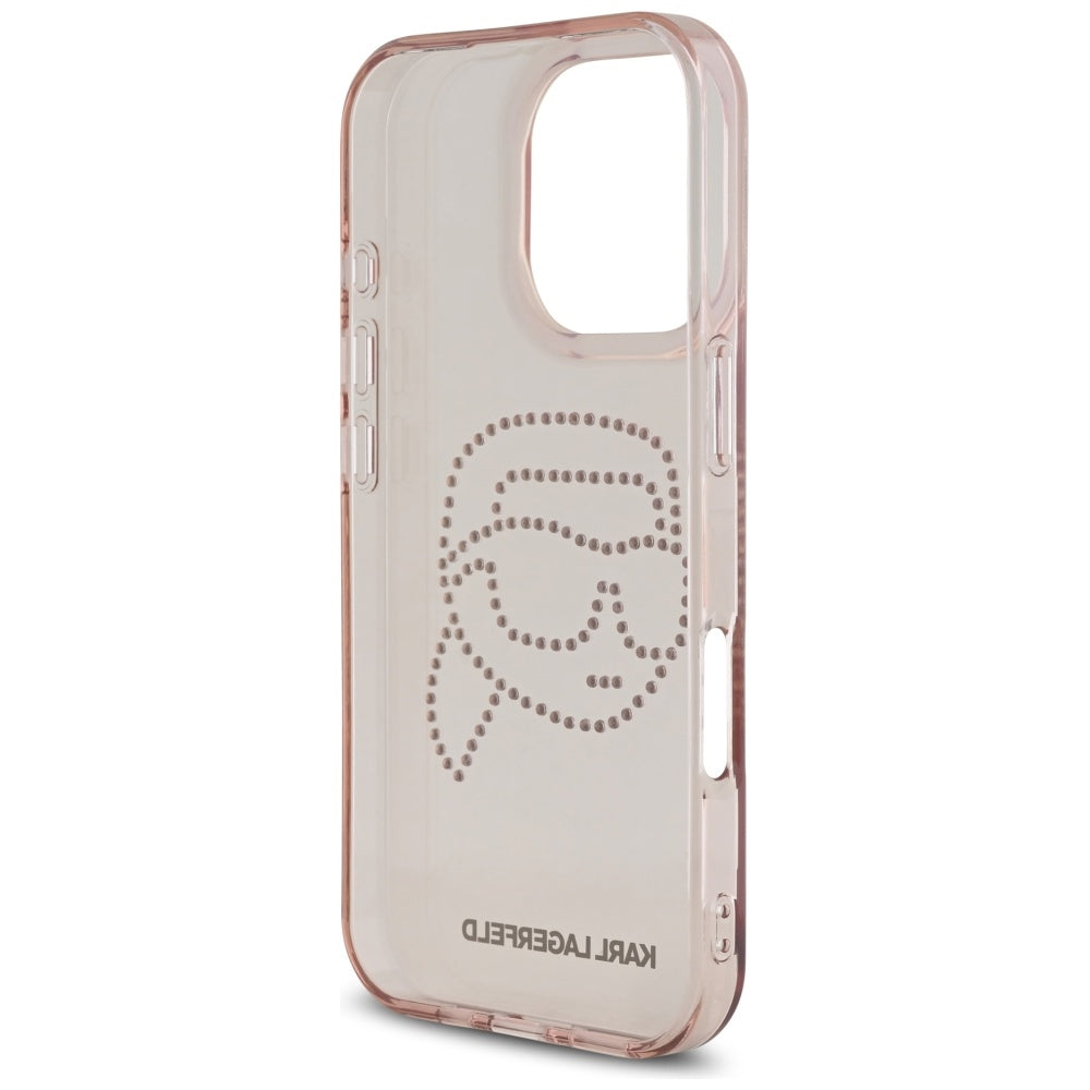 Karlas Lagerfeldas IML Kalnų krištolas Karl Head Case, skirtas iPhone 16 Pro Pink