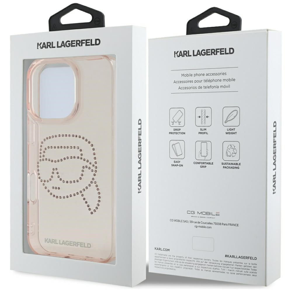 Karlas Lagerfeldas IML Kalnų krištolas Karl Head Case, skirtas iPhone 16 Pro Pink