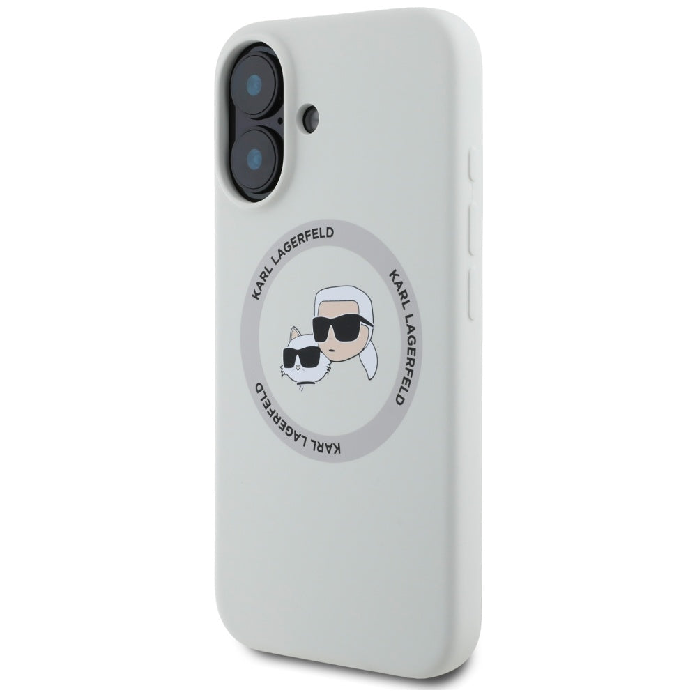 Karl Lagerfeld Silicone Double Heads & Circle MagSafe dėklas iPhone 16 – smėlio -- iPhone 16