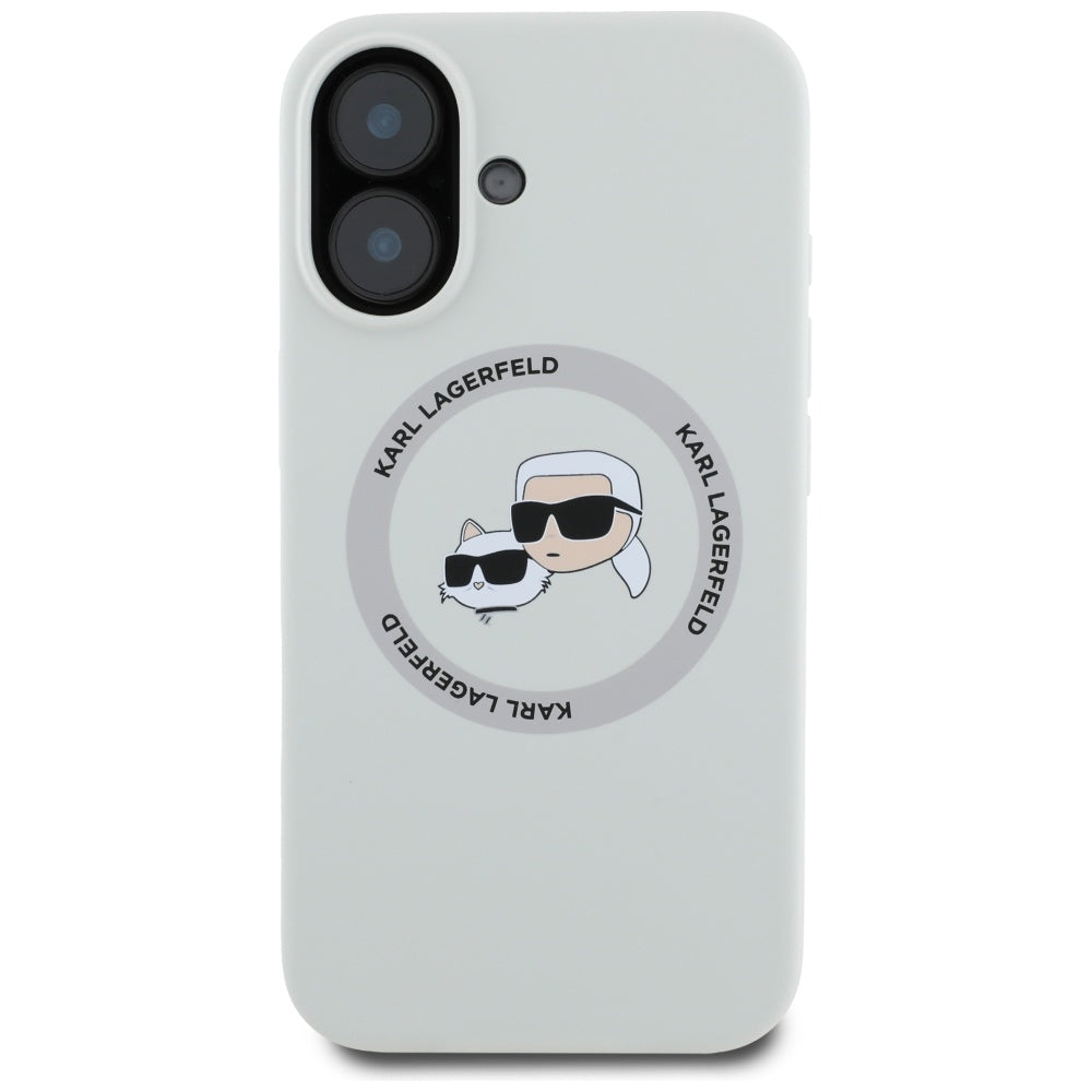 Karl Lagerfeld Silicone Double Heads & Circle MagSafe dėklas iPhone 16 – smėlio -- iPhone 16