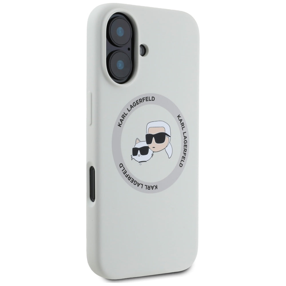 Karl Lagerfeld Silicone Double Heads & Circle MagSafe dėklas iPhone 16 – smėlio -- iPhone 16