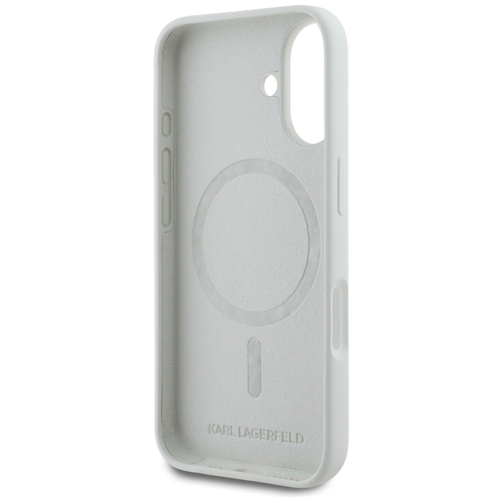 Karl Lagerfeld Silicone Double Heads & Circle MagSafe dėklas iPhone 16 – smėlio -- iPhone 16