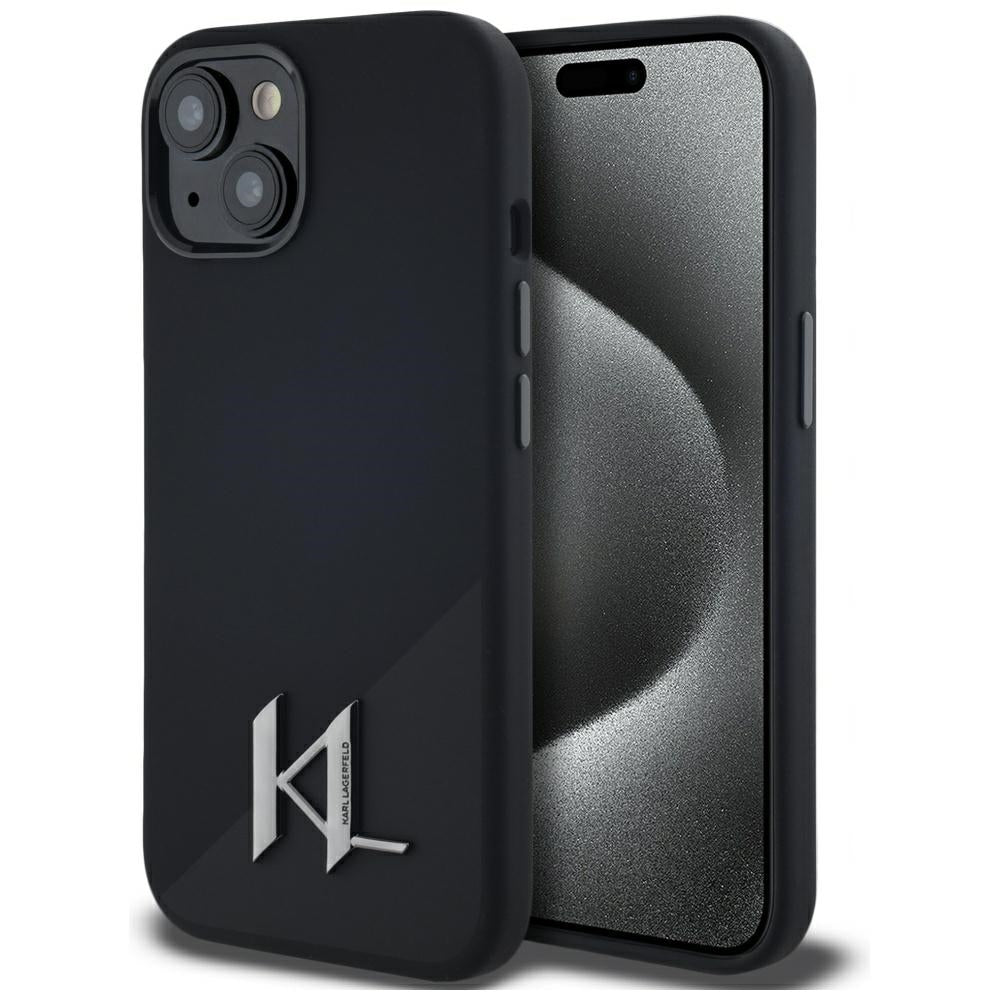 Karl Lagerfeld silikoninis MagSafe dėklas iPhone 15 – juodas
