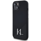 Karl Lagerfeld silikoninis MagSafe dėklas iPhone 15 – juodas