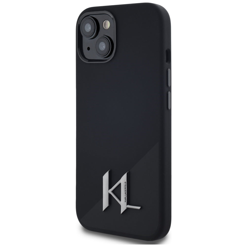 Karl Lagerfeld silikoninis MagSafe dėklas iPhone 15 – juodas