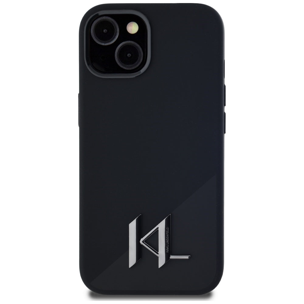Karl Lagerfeld silikoninis MagSafe dėklas iPhone 15 – juodas