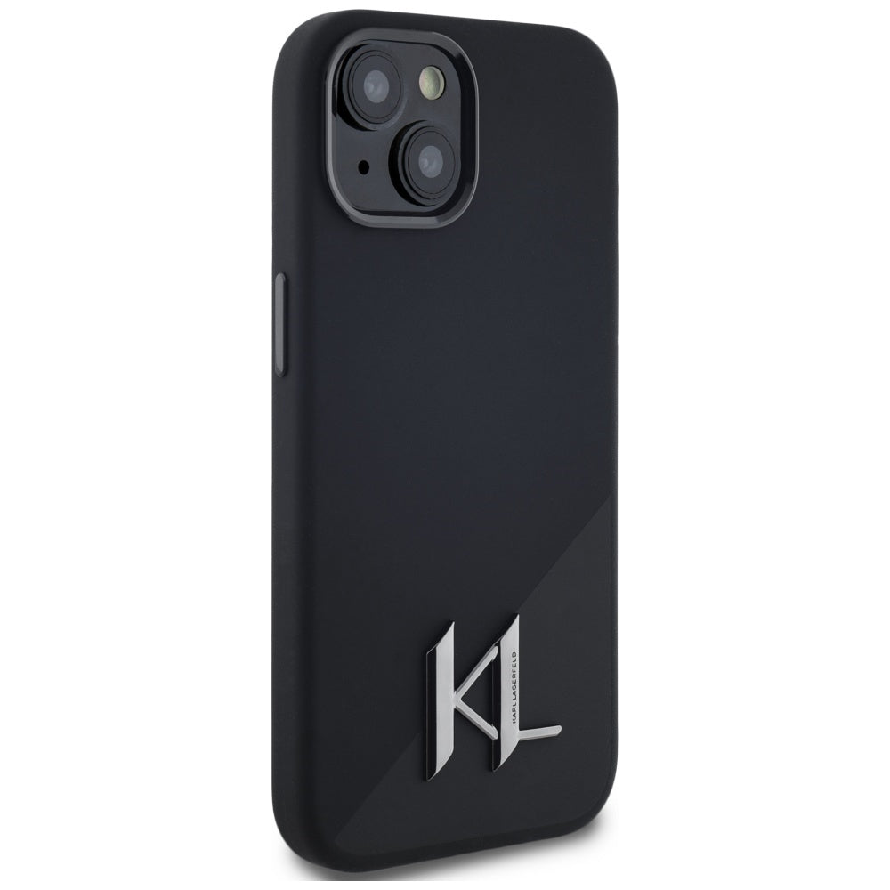 Karl Lagerfeld silikoninis MagSafe dėklas iPhone 15 – juodas