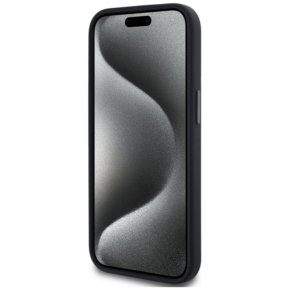 Karl Lagerfeld silikoninis MagSafe dėklas iPhone 15 – juodas