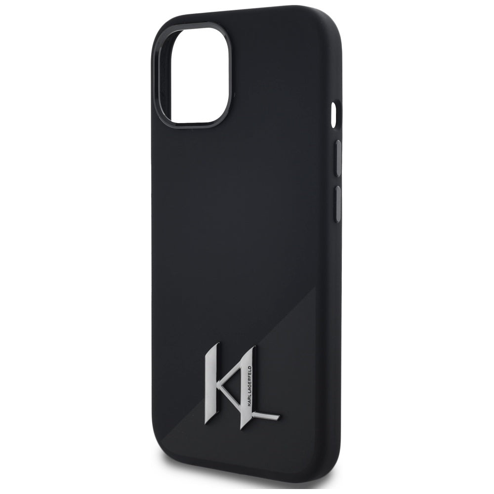 Karl Lagerfeld silikoninis MagSafe dėklas iPhone 15 – juodas