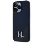 Karl Lagerfeld Silicone Shadow Metal Initial MagSafe Dėklas, skirtas iPhone 15 Pro Max Black