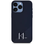 Karl Lagerfeld Silicone Shadow Metal Initial MagSafe Dėklas, skirtas iPhone 15 Pro Max Black