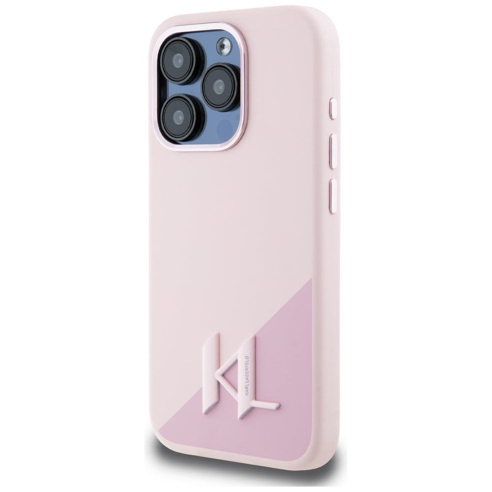 Karl Lagerfeld silikoninis MagSafe dėklas iPhone 15 Pro Max – rožinis