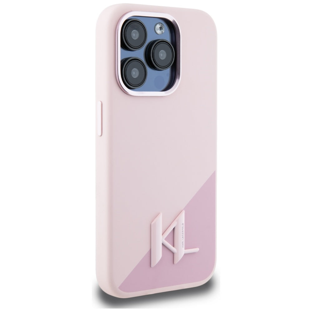 Karl Lagerfeld MagSafe dėklas iPhone 15 Pro – rožinis