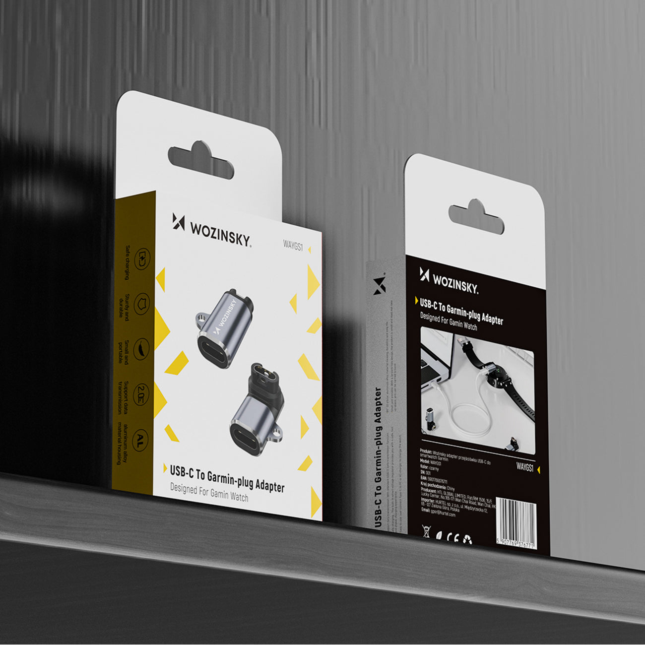Wozinsky WAYGS1 USB-C adapteris, skirtas Garmin išmaniajam laikrodžiui – pilka