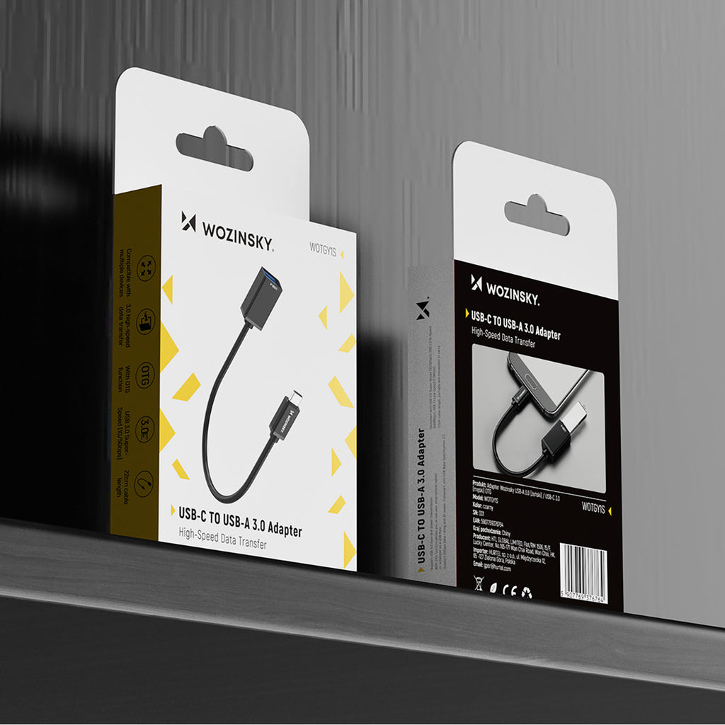 Wozinsky WOTGY1S USB-C 3.0 (vyriškas) – USB-A 3.0 (moteriškas) OTG adapteris – juodas