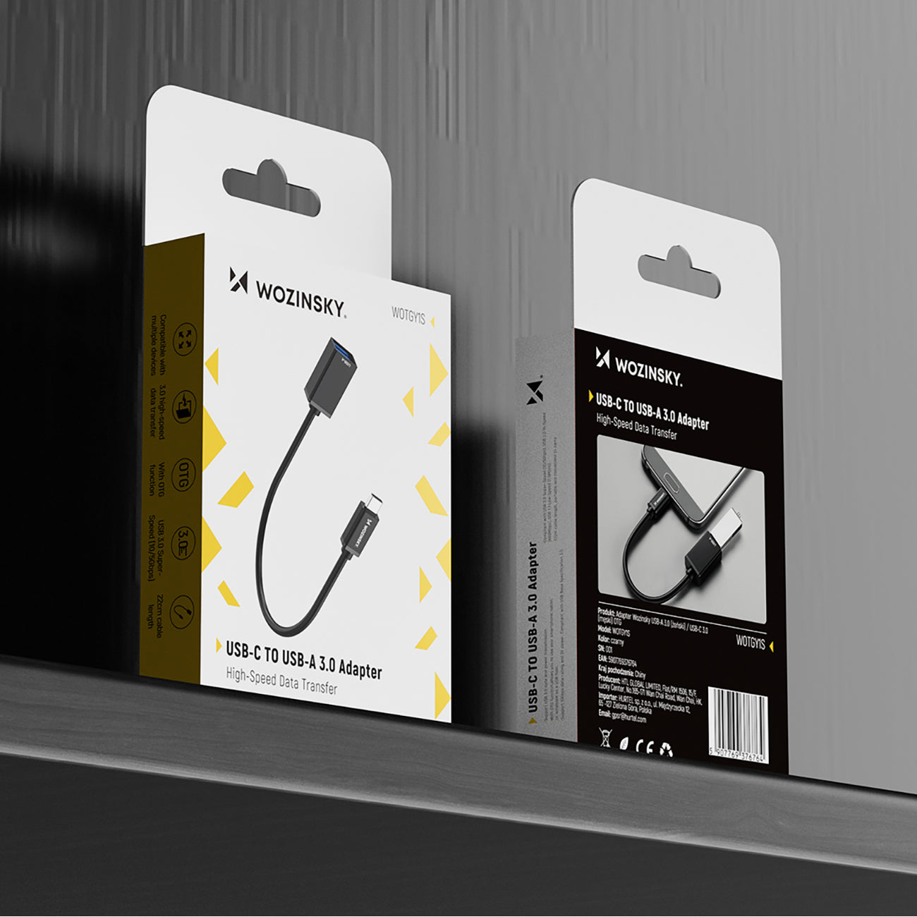 Wozinsky WOTGY1S USB-C 3.0 (vyriškas) – USB-A 3.0 (moteriškas) OTG adapteris – juodas