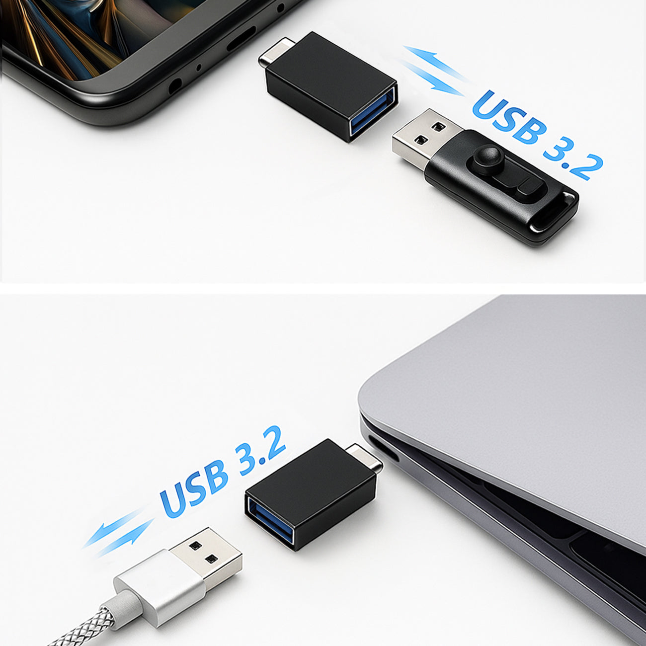 Wozinsky W10GY1S USB-C – USB-A 3.2 10Gb/s adapteris – juodas