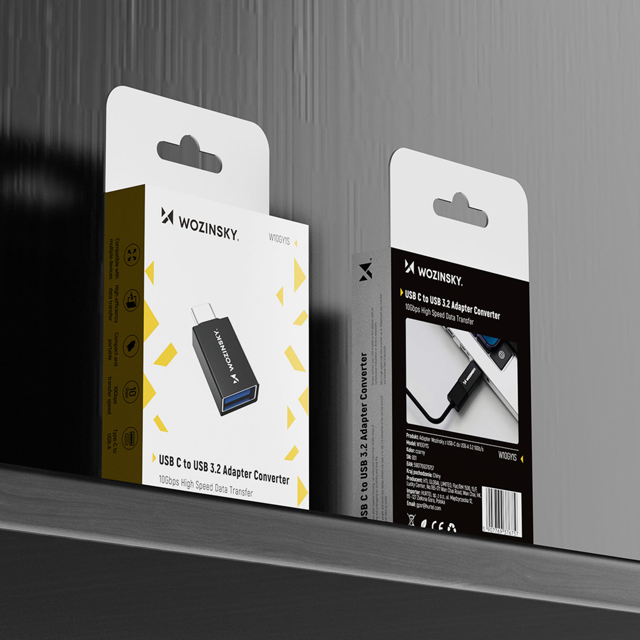 Wozinsky W10GY1S USB-C – USB-A 3.2 10Gb/s adapteris – juodas