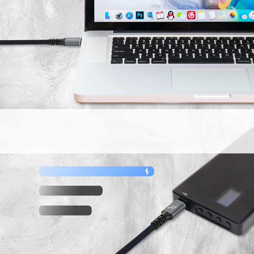 Wozinsky WPS-UY415S Laidas USB-C USB4 40Gb/s 240W 1.5m 4K juodas