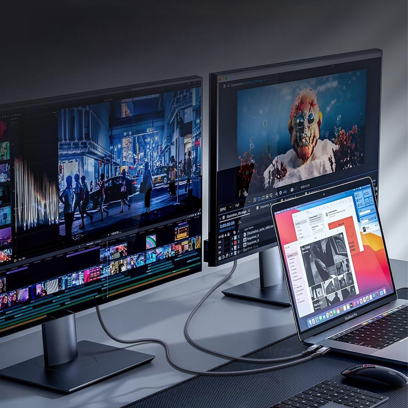 Wozinsky WPS-UY415S Laidas USB-C USB4 40Gb/s 240W 1.5m 4K juodas