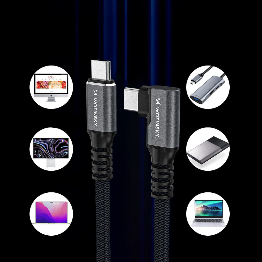 Wozinsky WPS1-UY41S Kampinis laidas USB-C USB4 40Gb/s 240W 1.5m 4K juodas