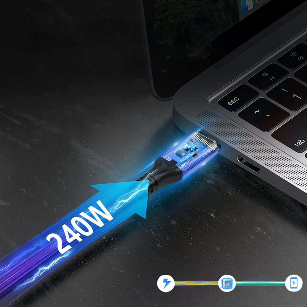 Wozinsky WPS3-UY41S Kampinis laidas USB-C USB4 40Gb/s 240W 1m 4K juodas