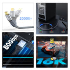 Wozinsky WPS-16AYL3S DisplayPort 2.1 kabelis 80 Gb/s 16K@60Hz 8K@120Hz 4K@240Hz HDR HDCP DSC 3m - juodas -- Video Cables