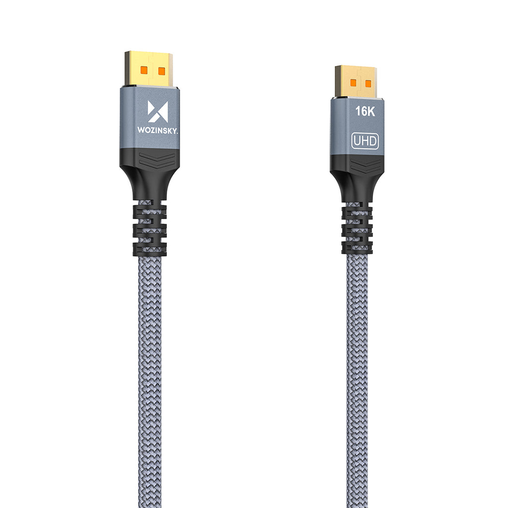 Wozinsky WPS-16AYL3S DisplayPort 2.1 kabelis 80 Gb/s 16K@60Hz 8K@120Hz 4K@240Hz HDR HDCP DSC 3m - juodas -- Video Cables