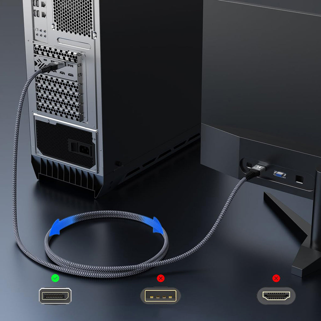 Wozinsky WPS-16AYL3S DisplayPort 2.1 kabelis 80 Gb/s 16K@60Hz 8K@120Hz 4K@240Hz HDR HDCP DSC 3m - juodas -- Video Cables