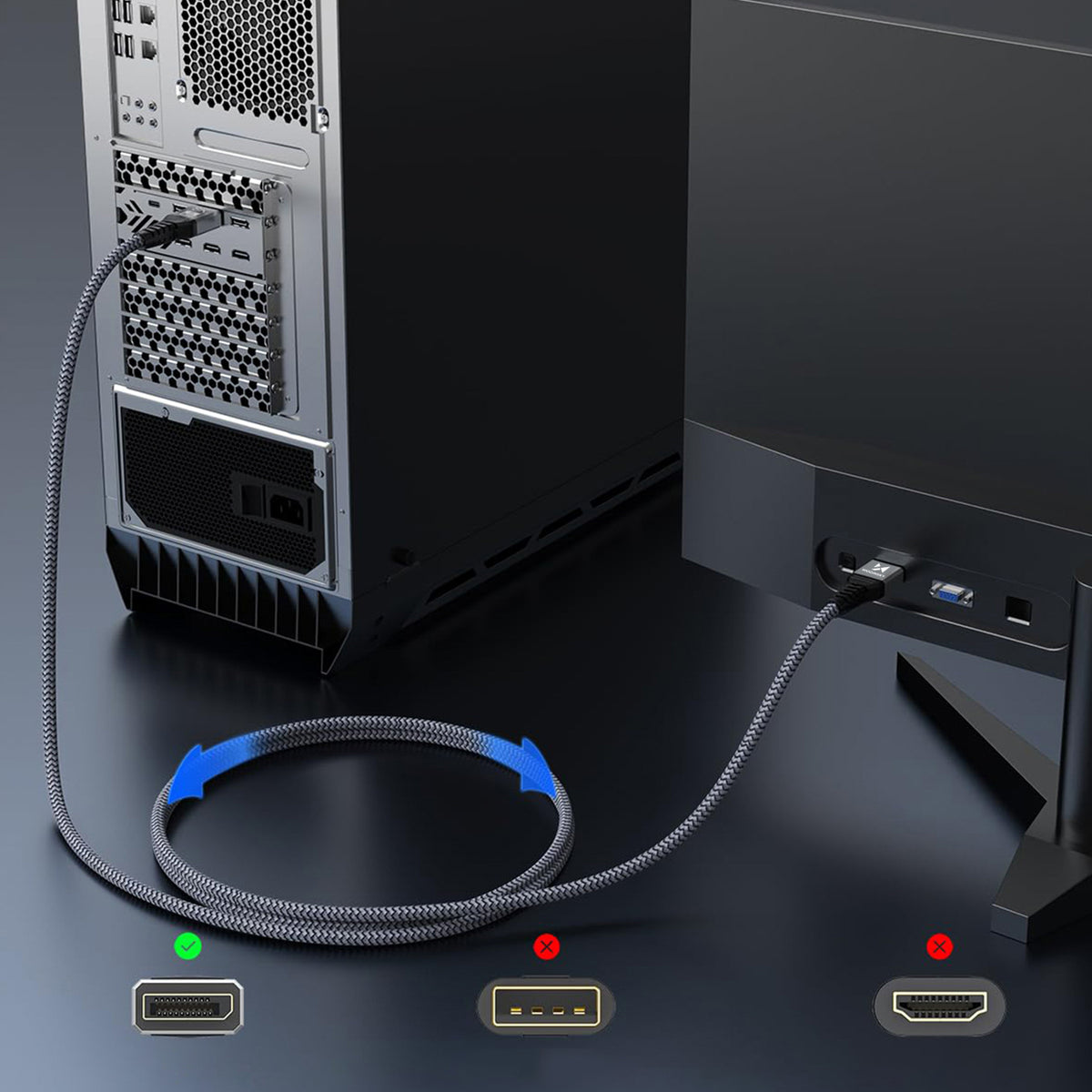 Wozinsky WPS-16AYL3S DisplayPort 2.1 kabelis 80 Gb/s 16K@60Hz 8K@120Hz 4K@240Hz HDR HDCP DSC 3m - juodas -- Video Cables