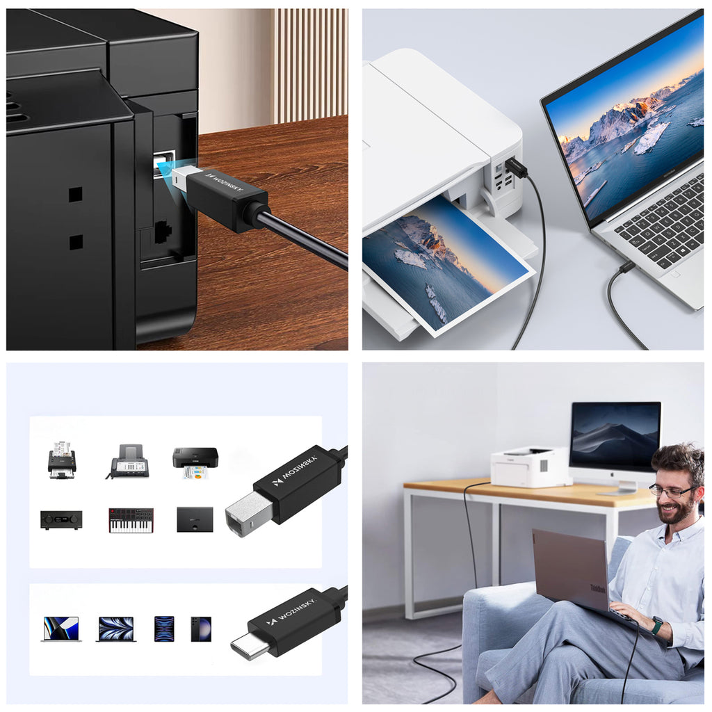 Wozinsky WKDDY2S Laidas USB-B - USB-C 2m juodas