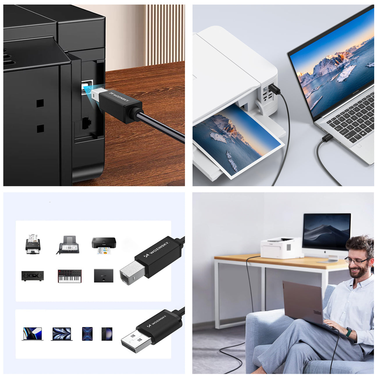 Wozinsky WKDDY3S Laidas USB-B - USB-A 480Mb/s 2m juodas