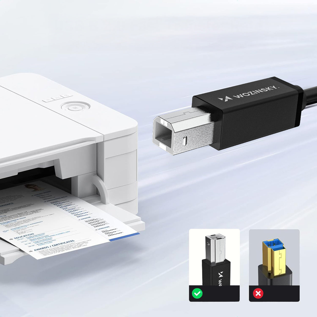 Wozinsky WKDDY3S Laidas USB-B - USB-A 480Mb/s 2m juodas