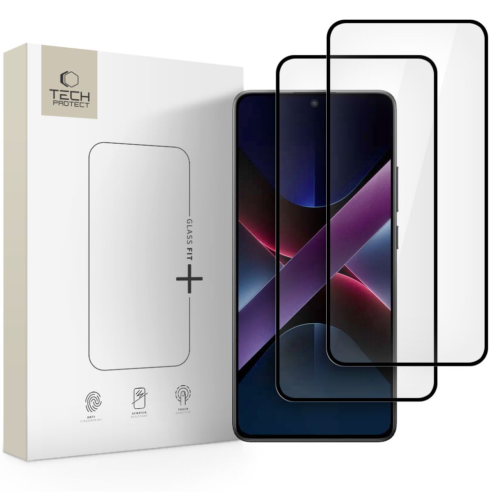Tech-Protect Glass Fit+ stiklas Poco X7 5G – juodas, 2 vnt. -- Poco X7
