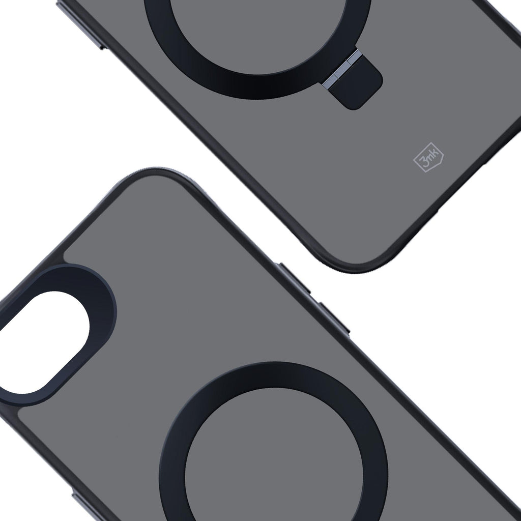 3mk Smoke Case Mag&Stand, skirtas Apple iPhone 16E - juodas -- iPhone 16E