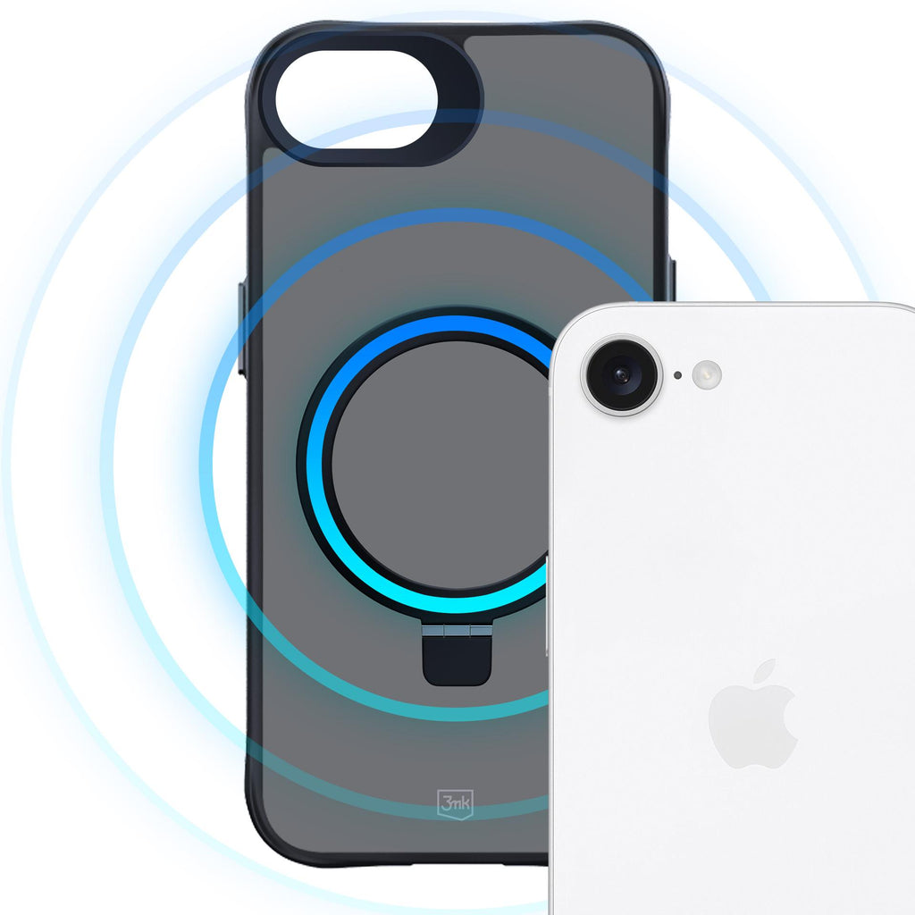 3mk Smoke Case Mag&Stand, skirtas Apple iPhone 16E - juodas -- iPhone 16E