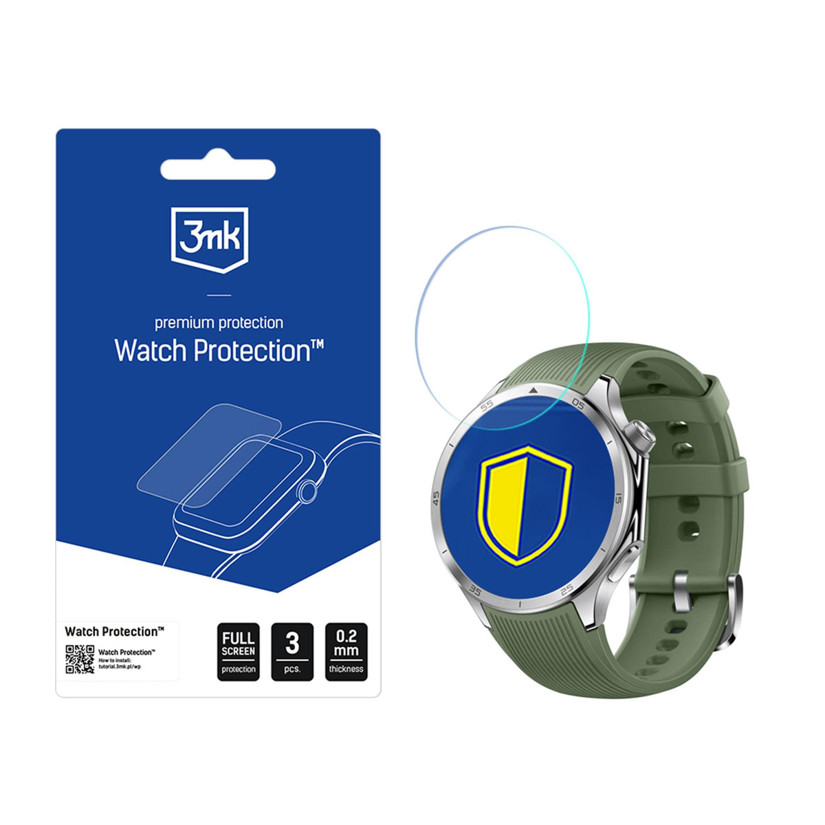 Hybrid Glass 3mk Watch Protection FlexibleGlass, skirtas OnePlus Watch 3 -- OnePlus Watch 3