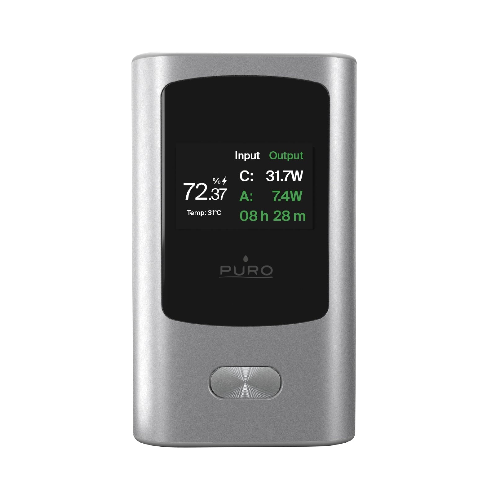 Puro Išorinė baterija 45W 10000mAh USB-A USB-C su ekranu - pilkas
