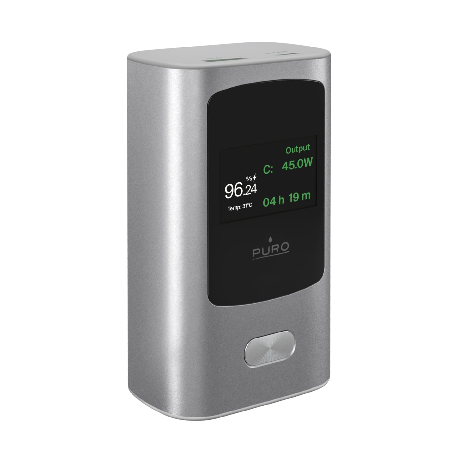 Puro Išorinė baterija 45W 10000mAh USB-A USB-C su ekranu - pilkas