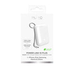 Puro Išorinė baterija Power Link 10 Plus 10000mAh su integruotu USB-C laidu - baltas