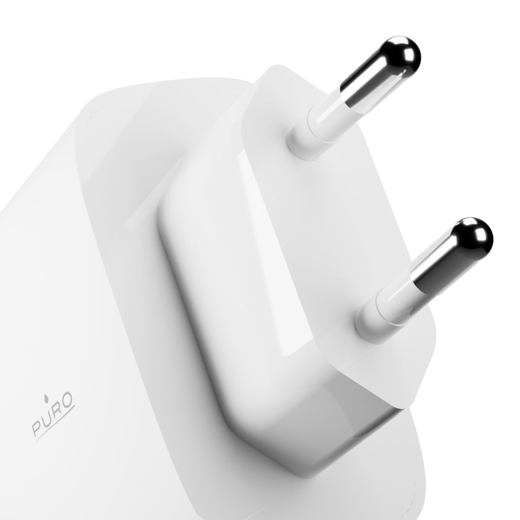 Puro Daily Prolite 45W USB-C USB-A Power Delivery įkroviklis su USB-C laidu - baltas