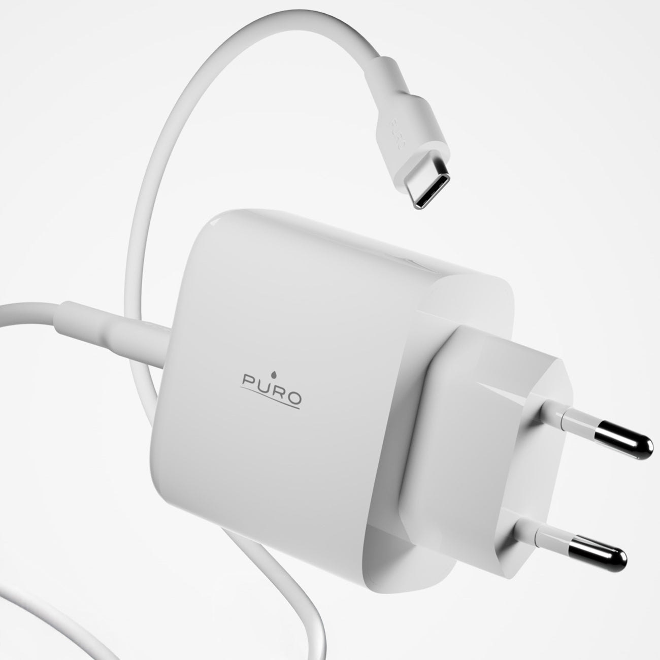 Puro Daily Prolite 45W USB-C USB-A Power Delivery įkroviklis su USB-C laidu - baltas