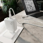 Puro Daily Prolite 45W USB-C USB-A Power Delivery įkroviklis su USB-C laidu - baltas