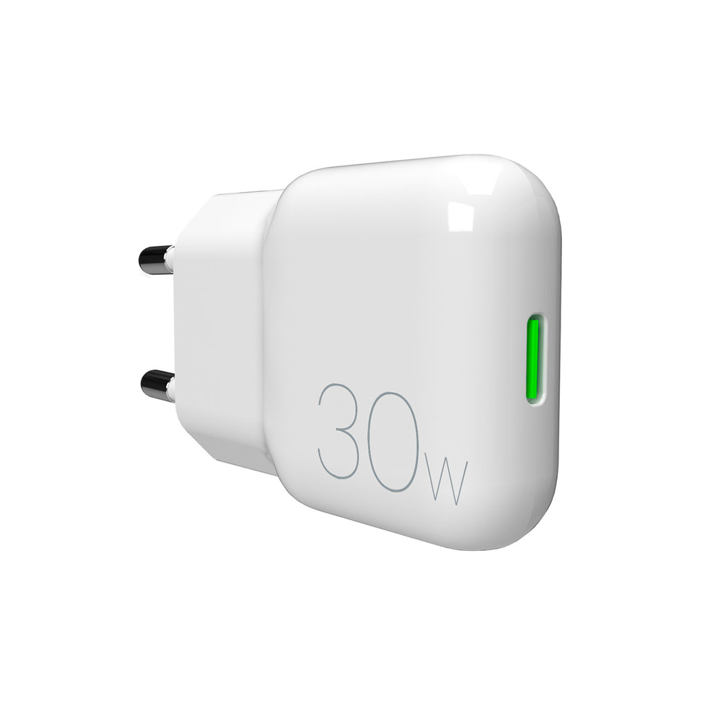 GaN Puro SLIMPRO 30W USB-C sieninis įkroviklis - baltas