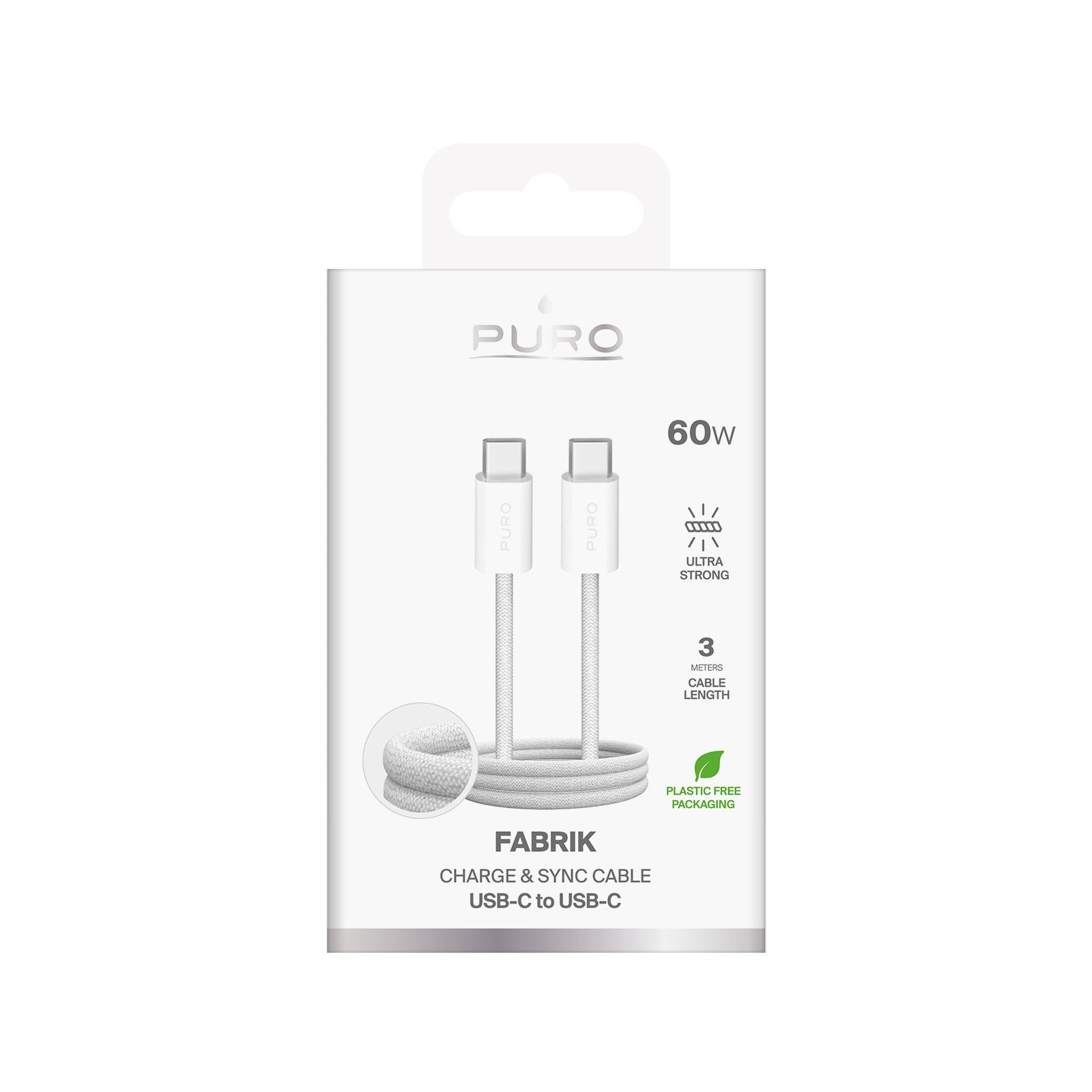 Puro Fabrik 4 Pintas laidas USB-C - USB-C 240W 1m baltas