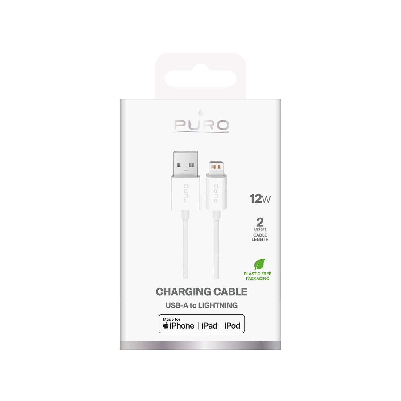 Puro TPE Laidas USB-A - Lightning 12W 2m baltas