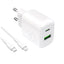Puro PROLITE 30W USB-A / USB-C sieninis įkroviklis + USB-C - USB-C laidas 1.2m - baltas