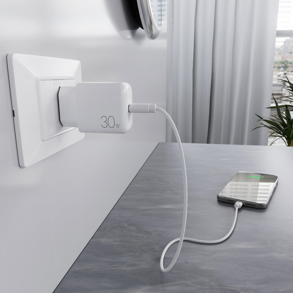 Puro PROLITE 30W USB-C sieninis įkroviklis - baltas